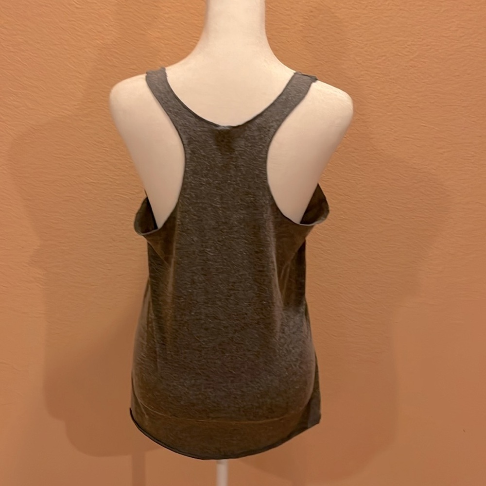 Next Level Apparel women’s yoga tank top. Grey with black and white message. M-L - Picture 2 of 9